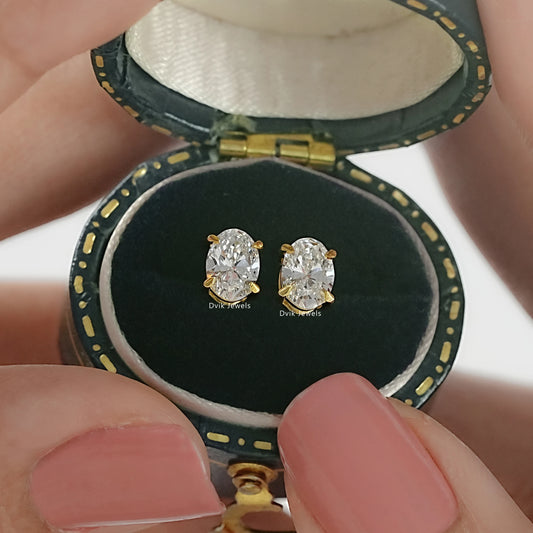 Oval Lab Grown Diamond Stud Earrings