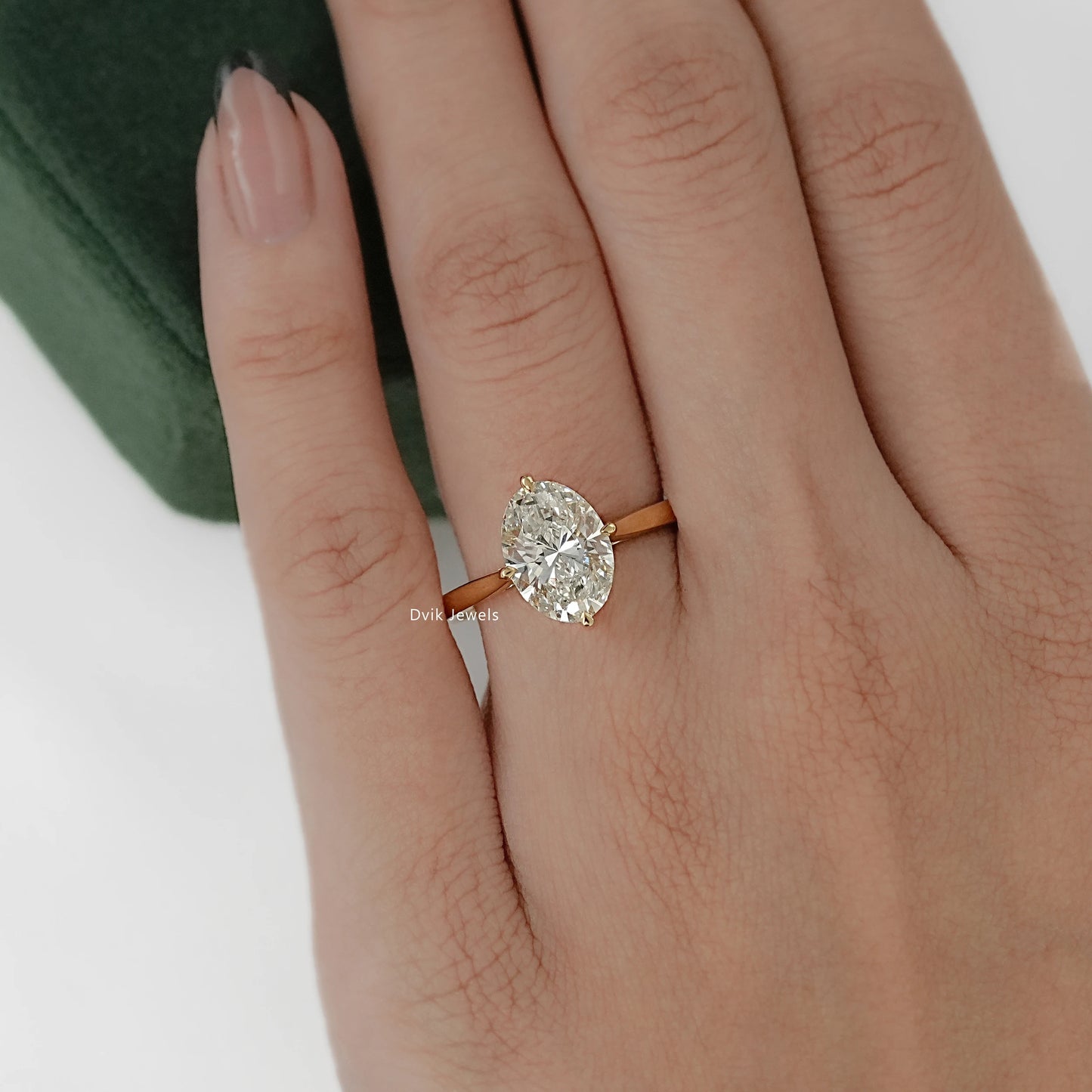Oval Cut Hidden Halo Lab Diamond Engagement Ring