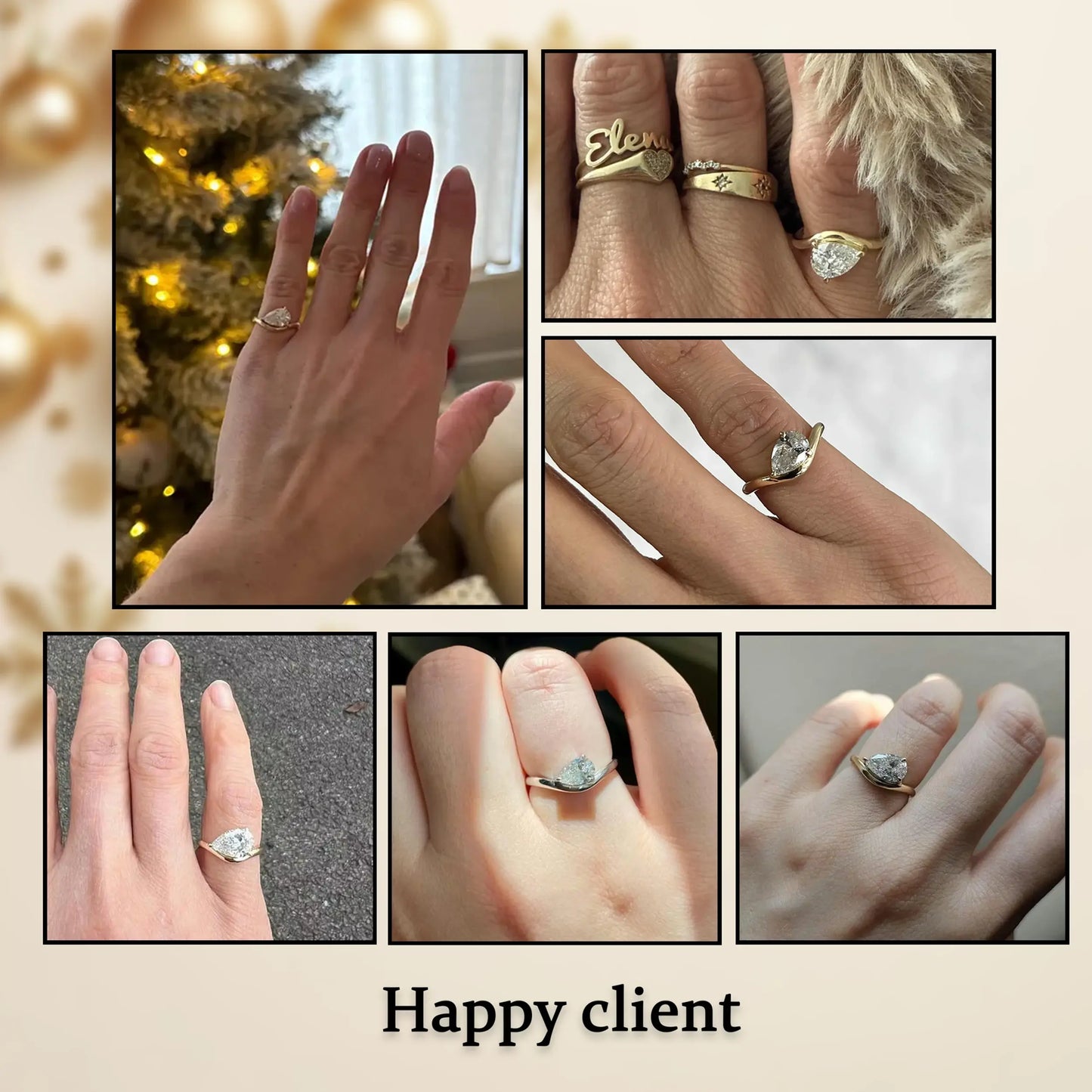 Pear Cut Lab Diamond Curved Solitaire Ring Ring