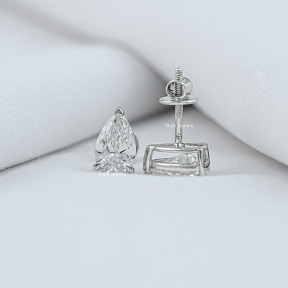 Pear Lab Grown Diamond Stud Earring