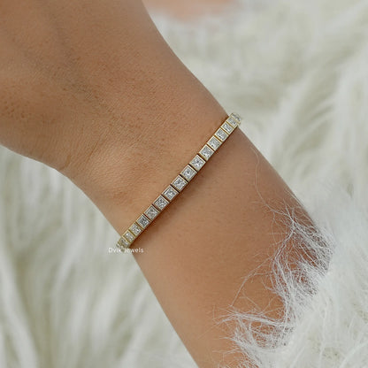 Bezel Set Princess Cut Diamond Tennis Bracelet Bracelet