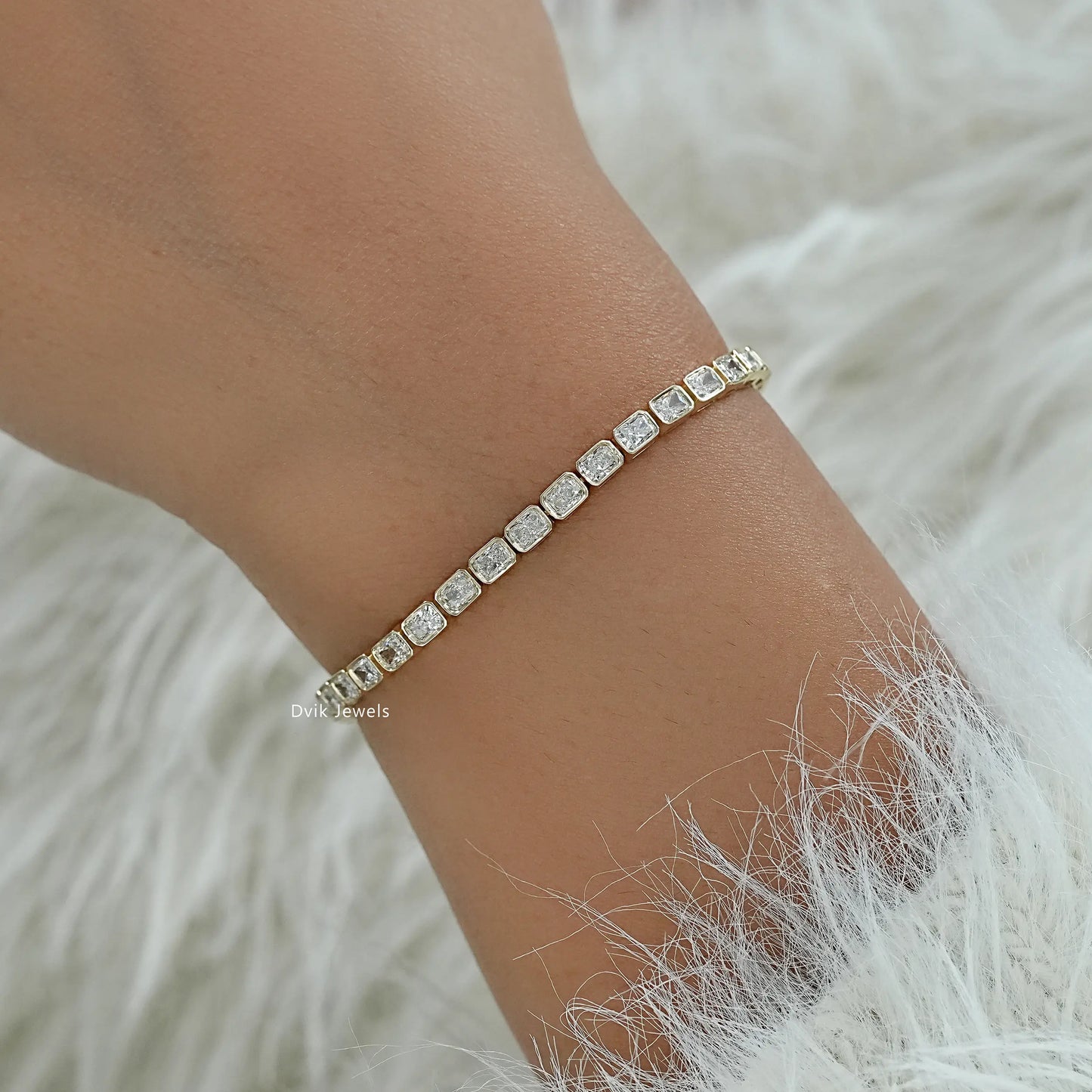 Bezel Set Radiant Cut Lab Diamond Tennis Bracelet Bracelet