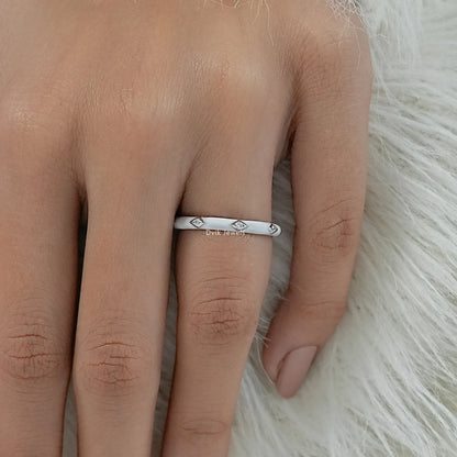 Lab grown round diamond white enamel ring on finger front view