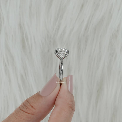 Round Cut Lab Diamond Four Prong Solitaire Ring