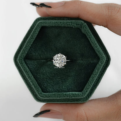 Round Cut Lab Diamond Solitaire Engagement Ring
