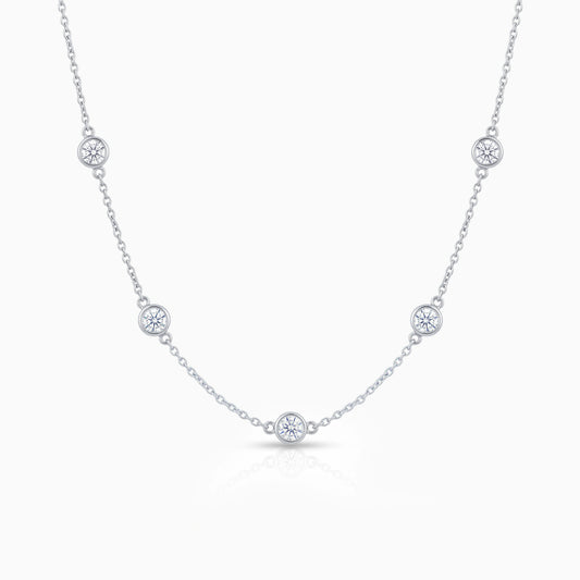 Round Bezel Lab Diamond Station Necklace Necklace