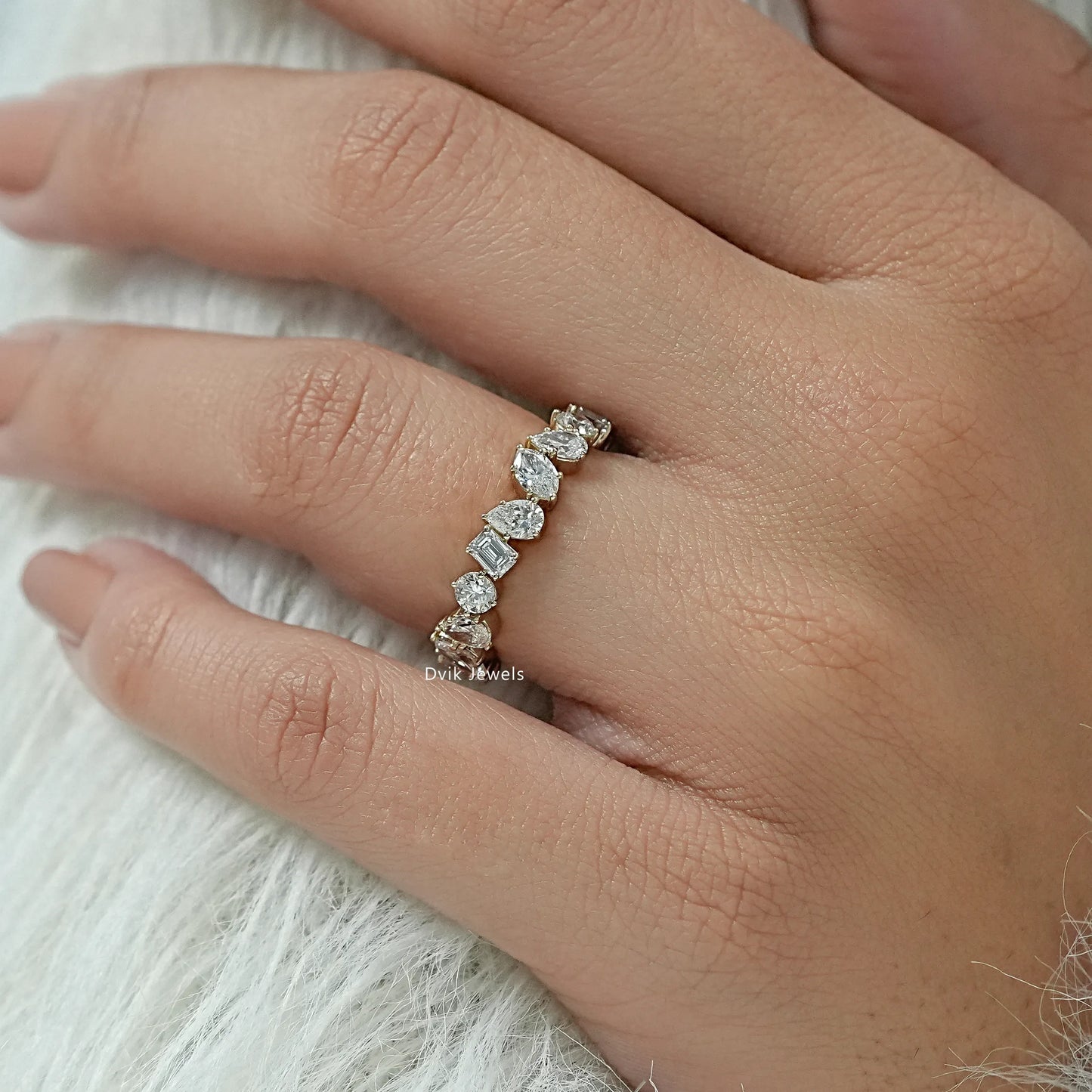 Multi Shape Lab Diamond Full Eternity Wedding Band Ring