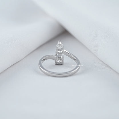 Back view of lab grown diamond bypass ring with classic prong setting