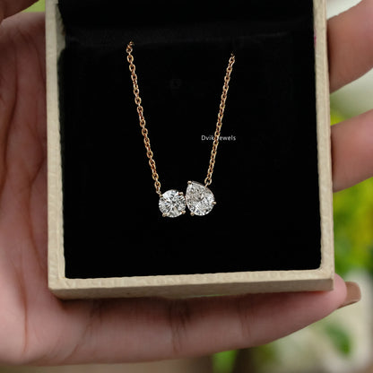 Round and Pear Cut Lab Diamond Toi Moi Pendant Pendant