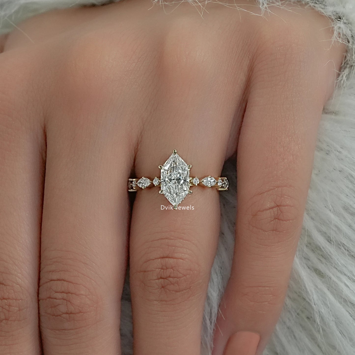 Dutch Marquise Lab Diamond Solitaire Accent Ring Ring
