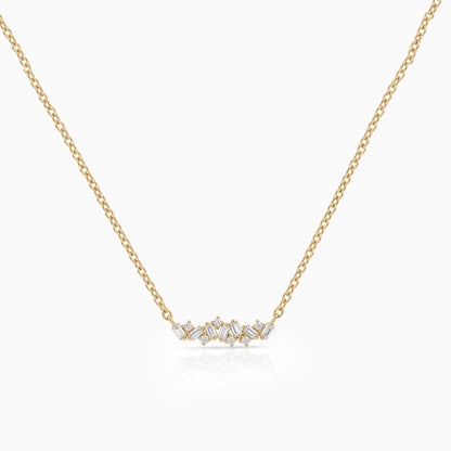 Baguette and Round Diamond Bar Necklace Pendant