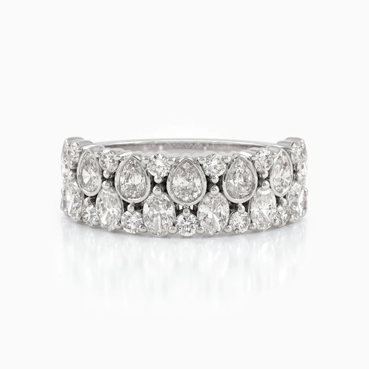 Mixed Cut Lab Diamond Wide Half Eternity Band