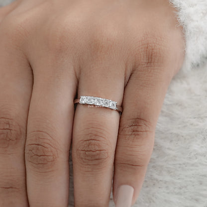 Five Stone Asscher Cut Lab Diamond Ring