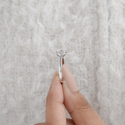 Lab Grown Square Emerald Cut Solitaire Ring