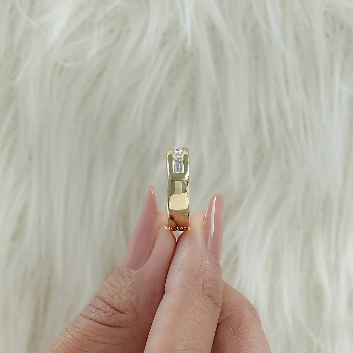 Baguette Cut Lab Diamond Channel Set Wedding Band