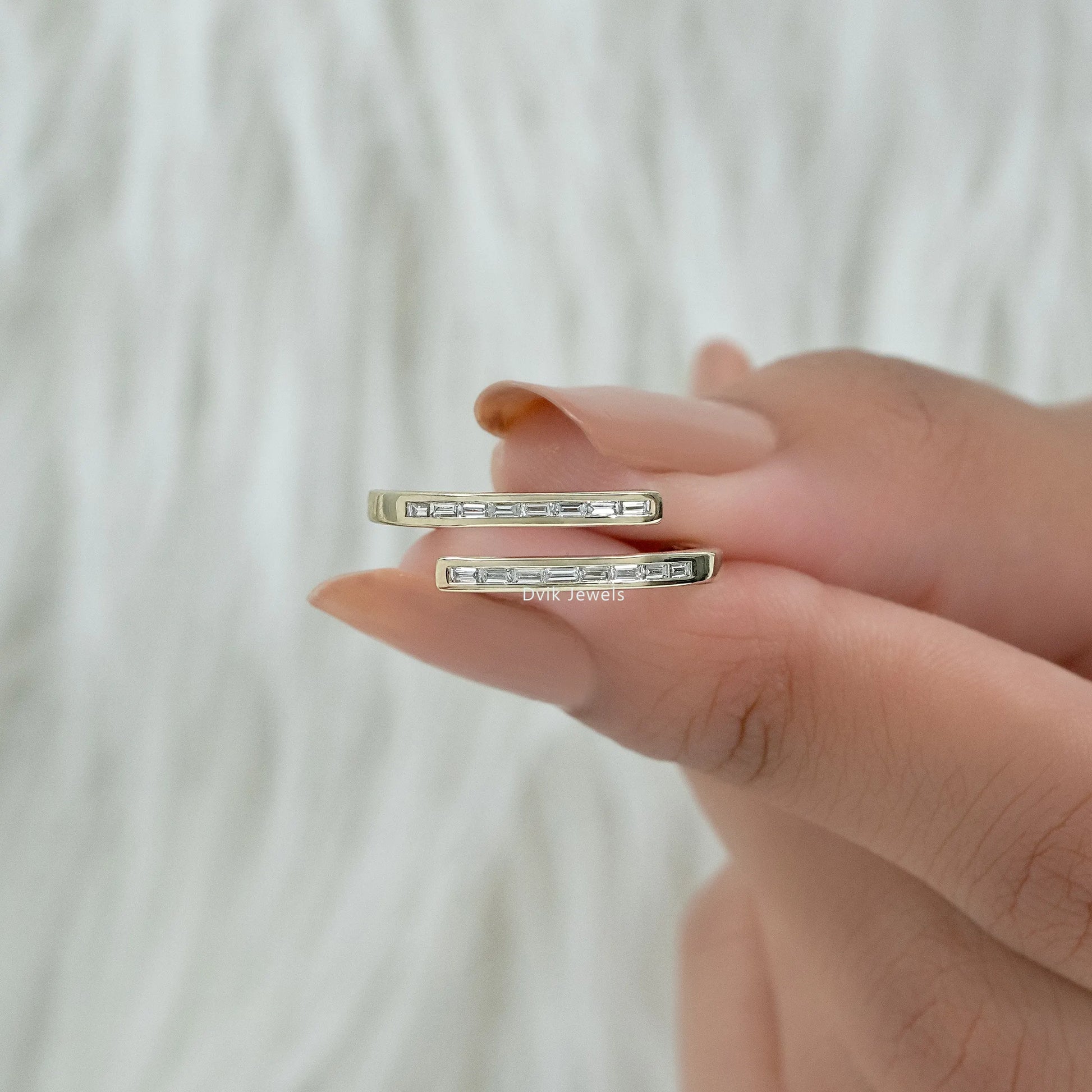 Open Wrap Baguette Cut Lab Diamond Ring Ring
