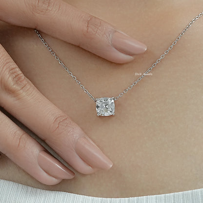 Square Old Mine Cushion Cut Lab Diamond Solitaire Pendant Pendant