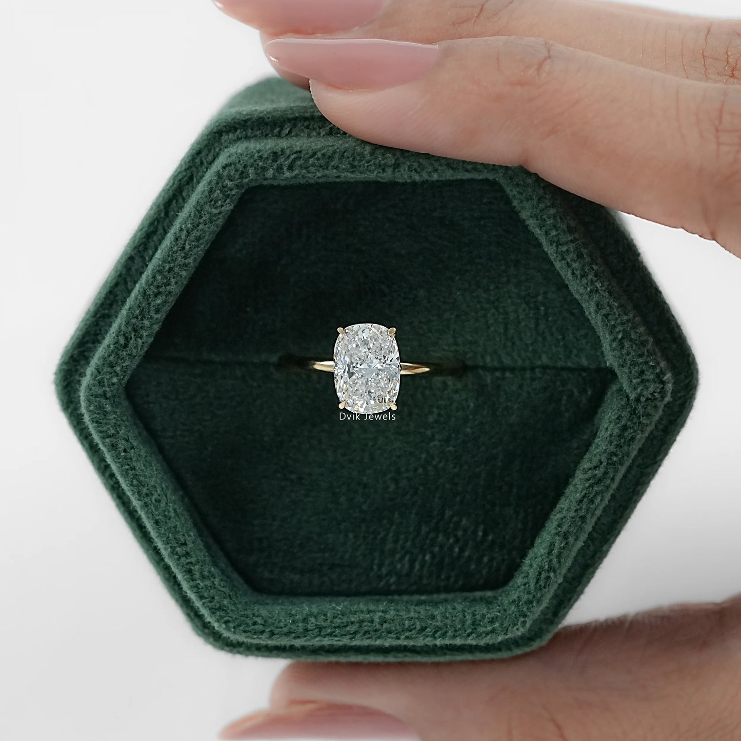 Cushion Cut Lab Grown Diamond Solitaire Engagement Ring