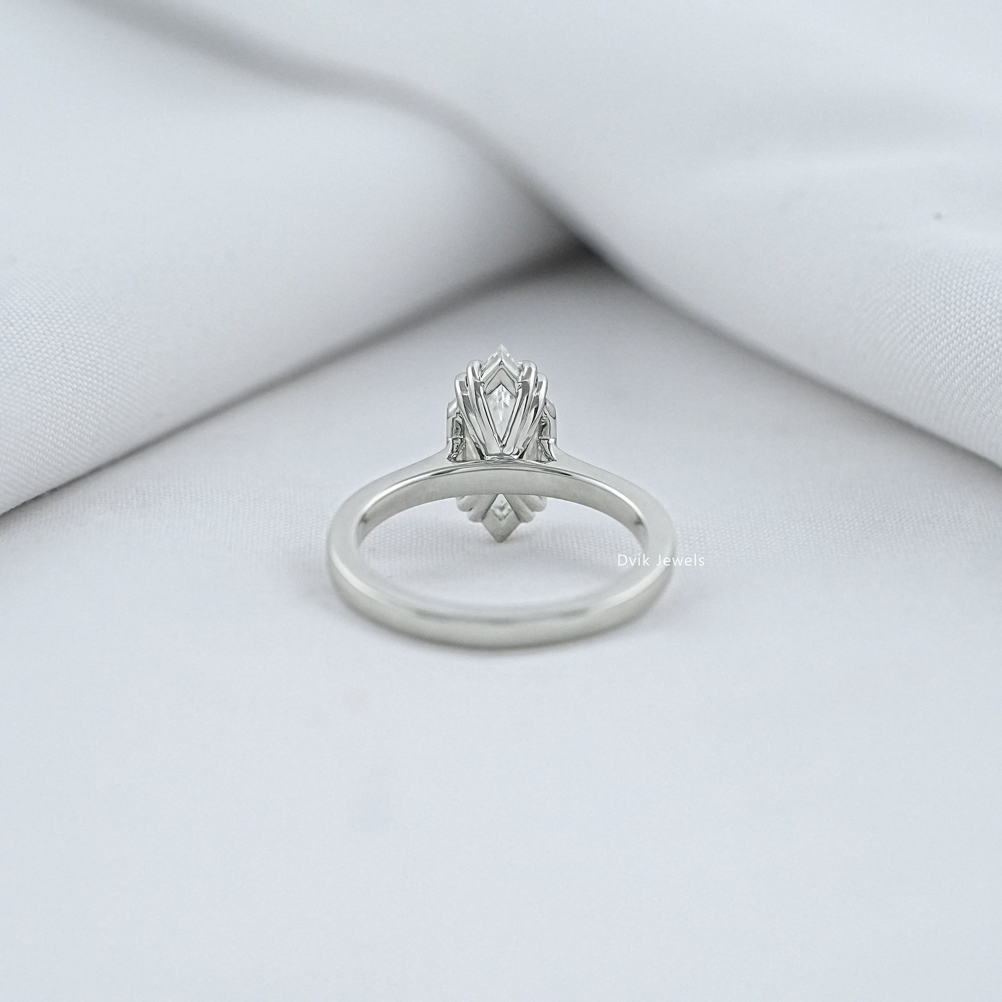 Dutch Marquise Step Cut Lab Diamond Solitaire Engagement Ring Ring