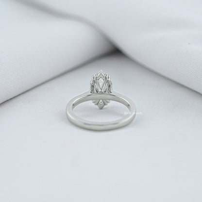 Dutch Marquise Step Cut Lab Diamond Solitaire Engagement Ring Ring