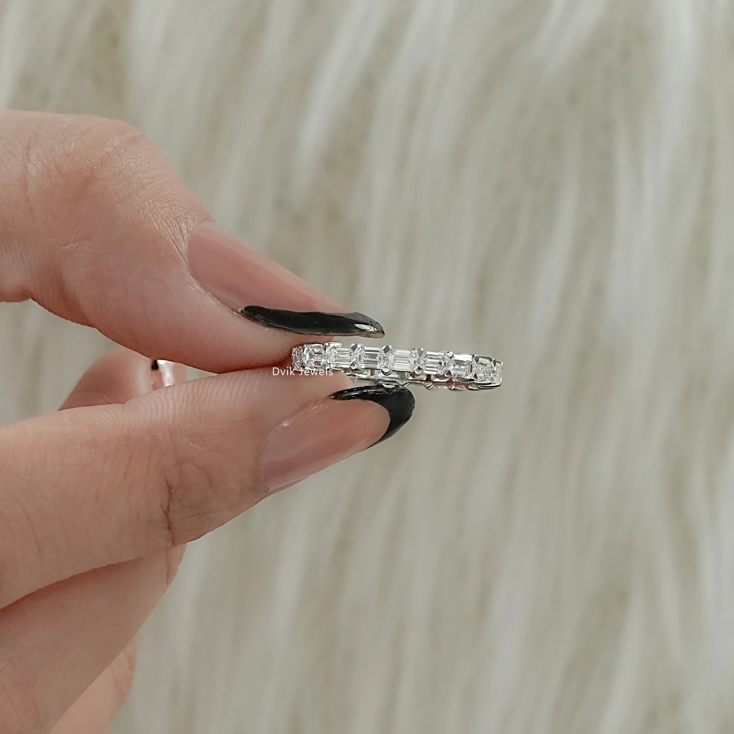 Emerald Cut Lab Diamond Full Eternity Band