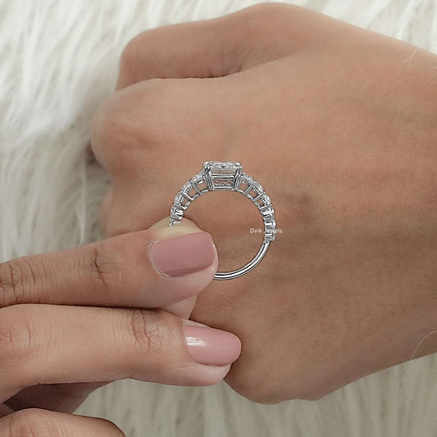 Emerald Cut & French Trapezoid Diamond Accent Ring