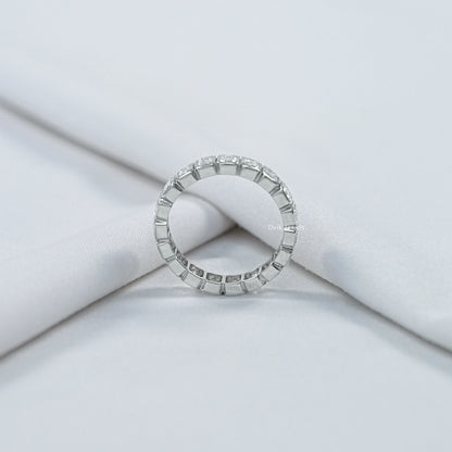 Emerald Cut Diamond Bezel Set Eternity Band
