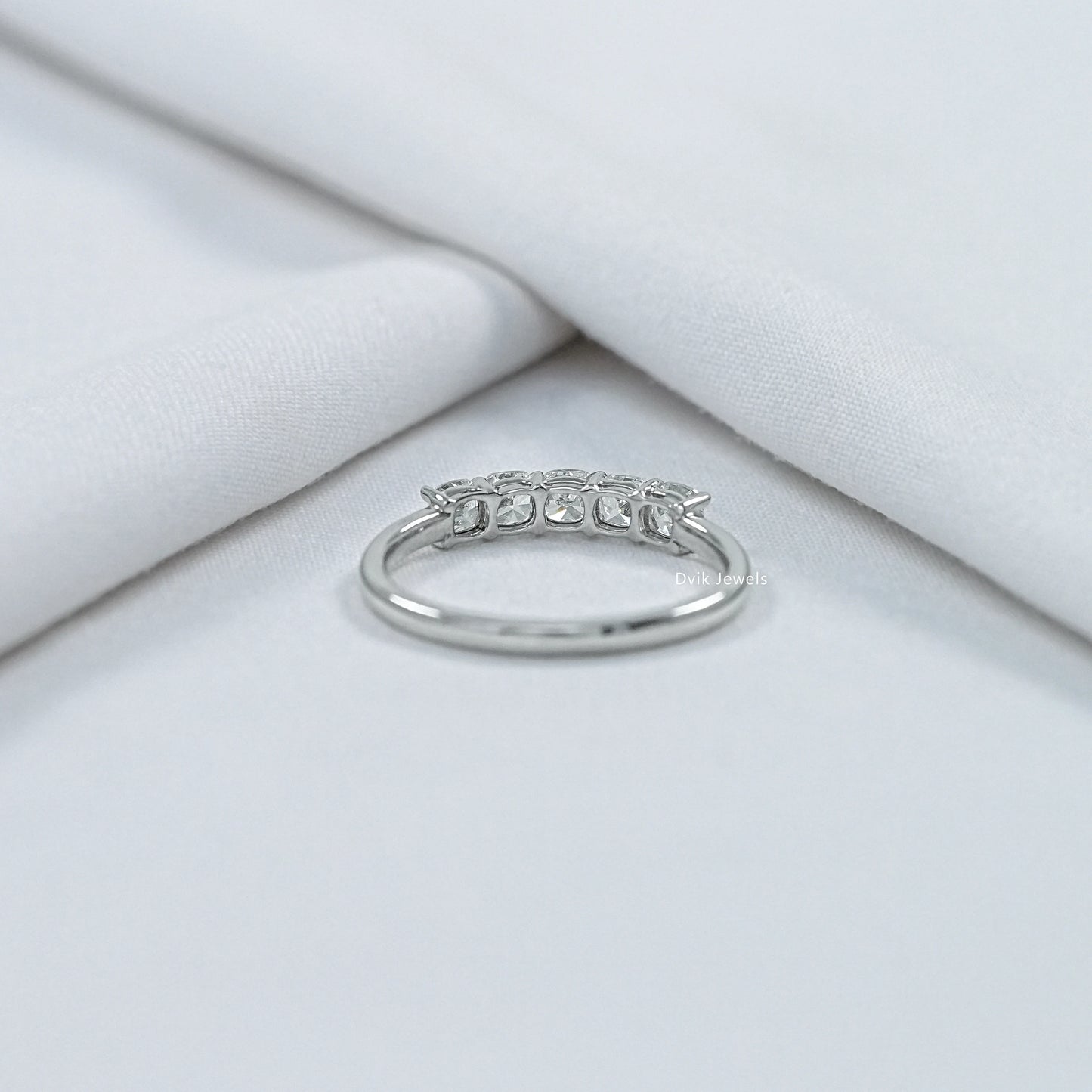 Cushion Cut Five Stone Lab Diamond Ring