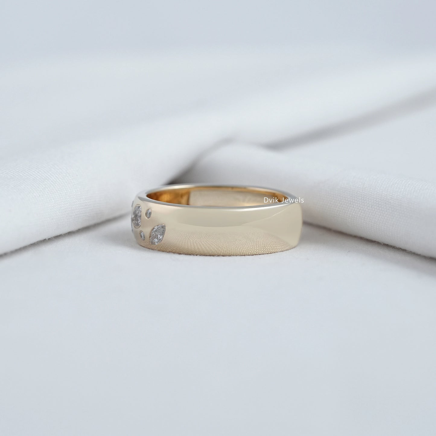 Flush Set Mixed Cut Lab Diamond Scatter Band Band
