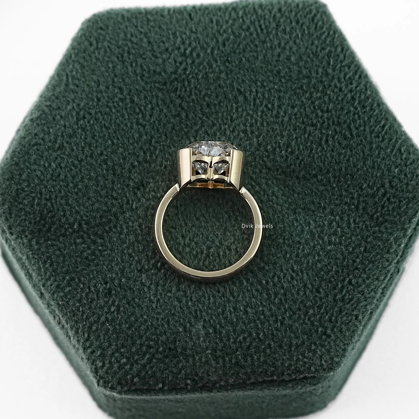 Heart Cut Half Bezel Set Lab Diamond Solitaire Ring