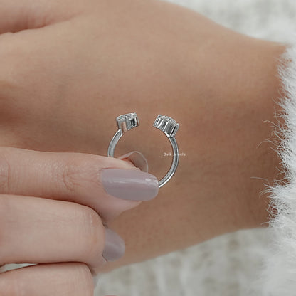 Heart and Round Cut Lab Diamond Toi Moi Engagement Ring