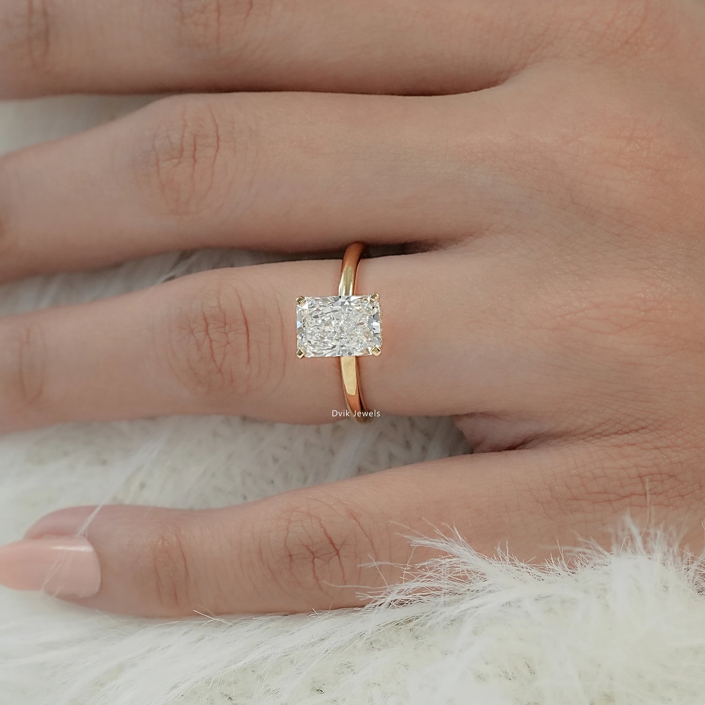 Radiant Cut Hidden Halo Lab Diamond Engagement Ring