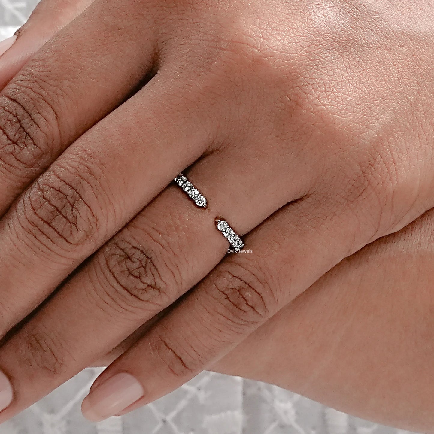 Open Cuff Round Cut Lab Diamond Dainty Ring