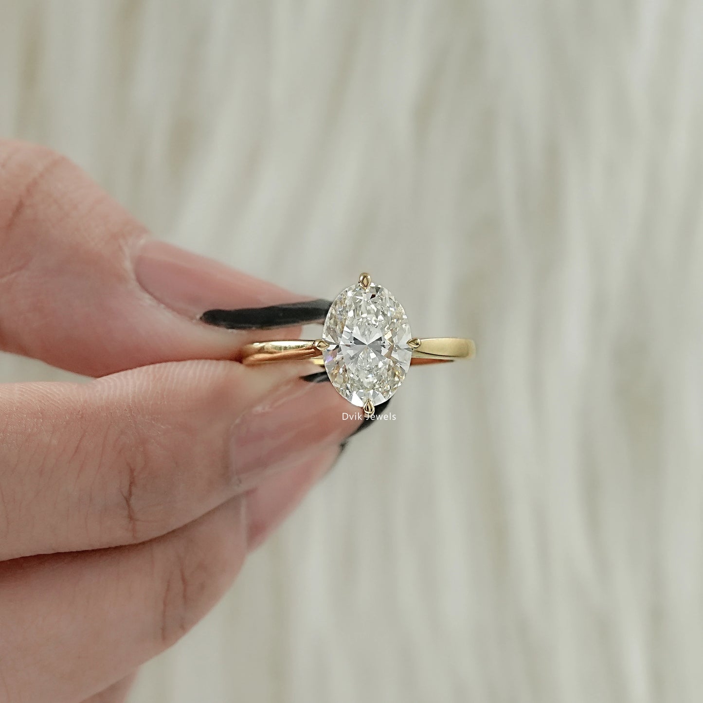 Oval Cut Hidden Halo Lab Diamond Engagement Ring