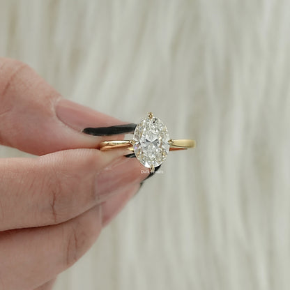 Oval Cut Hidden Halo Lab Diamond Engagement Ring