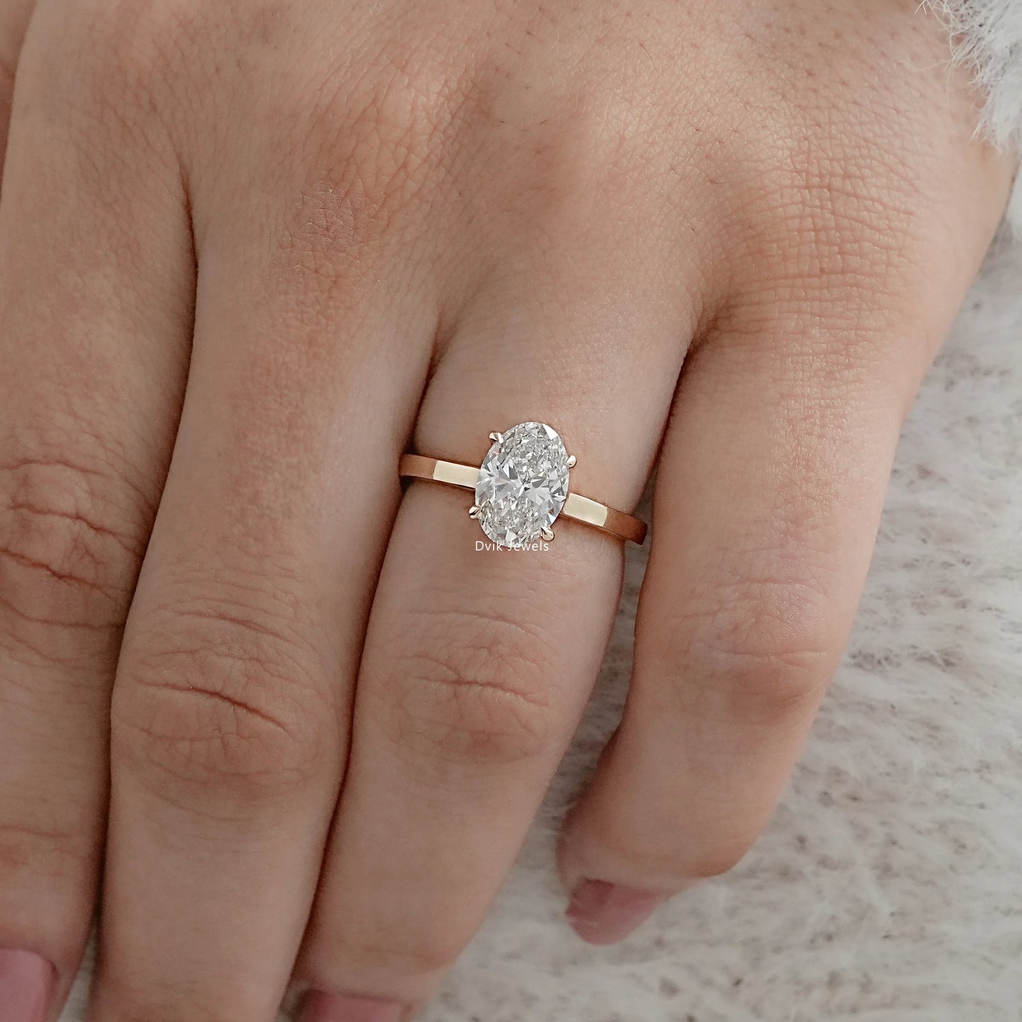Hidden Halo Oval Lab Grown Diamond Solitaire Ring