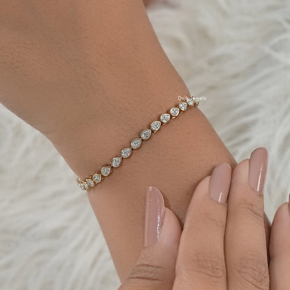 Pear Cut Lab Diamond Bezel Set Tennis Bracelet