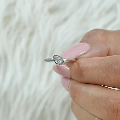 Pear Cut Lab Diamond Bezel Solitaire Ring Ring