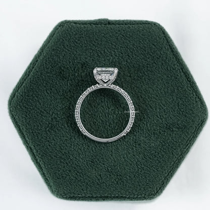 Princess Cut Lab Diamond Pave Set Solitaire Accent Ring