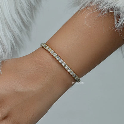 Bezel Set Princess Cut Diamond Tennis Bracelet Bracelet