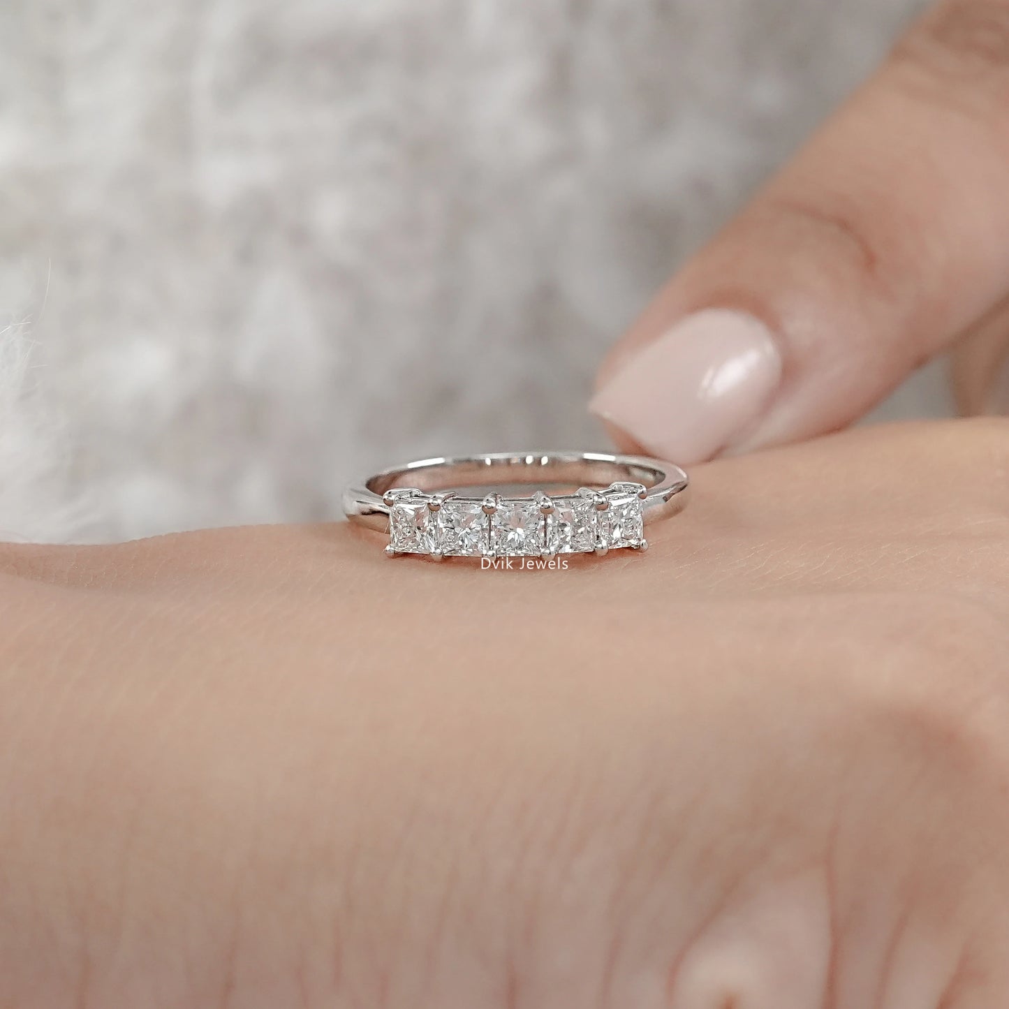 Princess Cut Five Stone Lab Diamond Ring