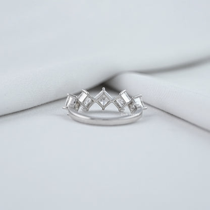 Back view of a kite set princess cut engagement ring showing the open-back gallery setting.