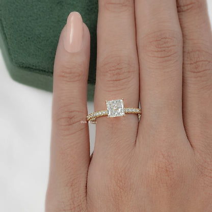 Princess Cut Lab Diamond Solitaire Accent Ring
