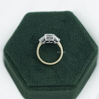 Radiant Cut Lab Diamond Trapezoid Three Stone Ring