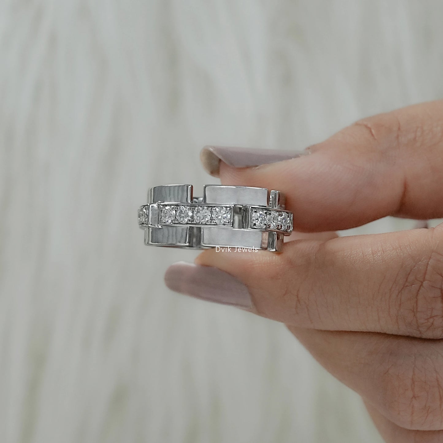 Modern Channel Set Lab Diamond Band Ring