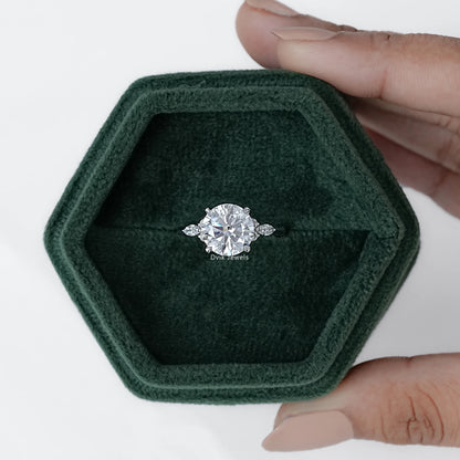 Classic Round Cut Center with Side Accent Engagement Ring