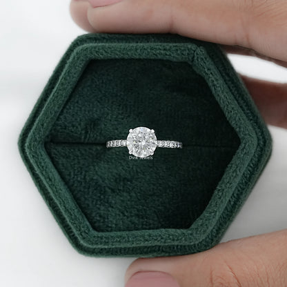 Round Cut Lab Diamond Pave Set Solitaire Ring