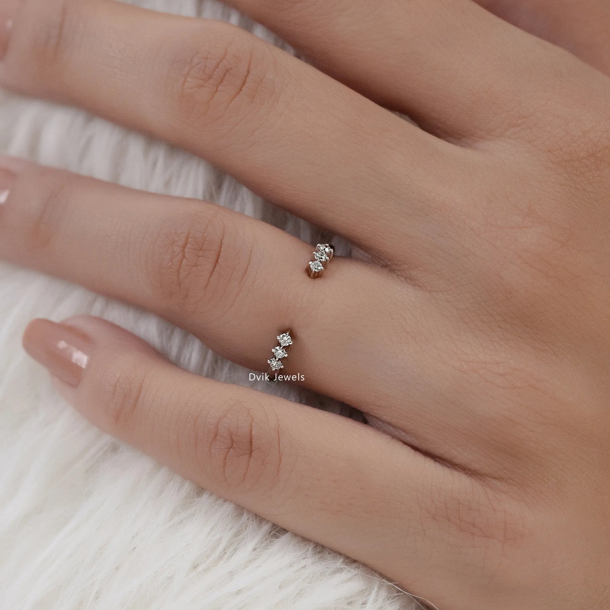 Round Cut Lab Diamond Double Cluster Open Ring Ring