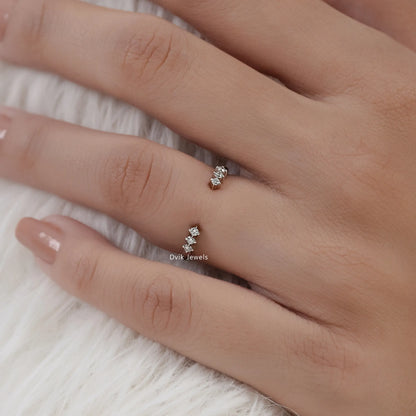 Round Cut Lab Diamond Double Cluster Open Ring Ring