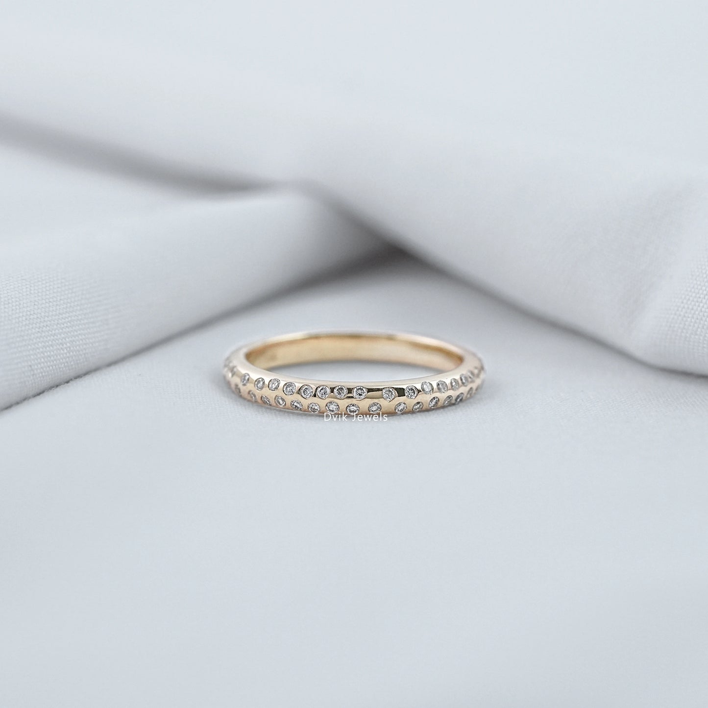 Round Cut Lab Diamond Double Row Eternity Band